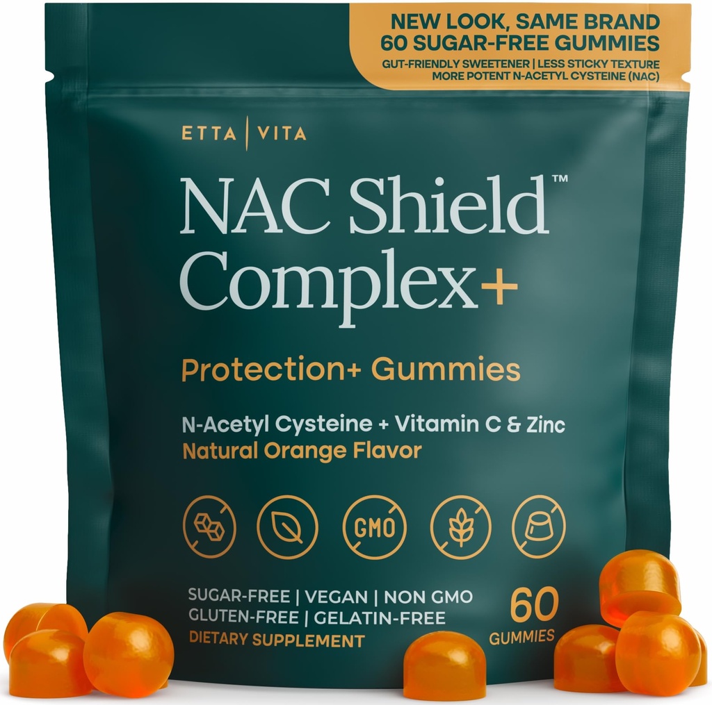 Sugar-Free NAC Gummies (Immune Support Complex) N-Acetyl Cysteine, C & çinko - Destekler Respiratory Health, Liver Detox & Cleanse, Kidney Function, NAC Supplement for Kids and Yetişkinler - Vegan