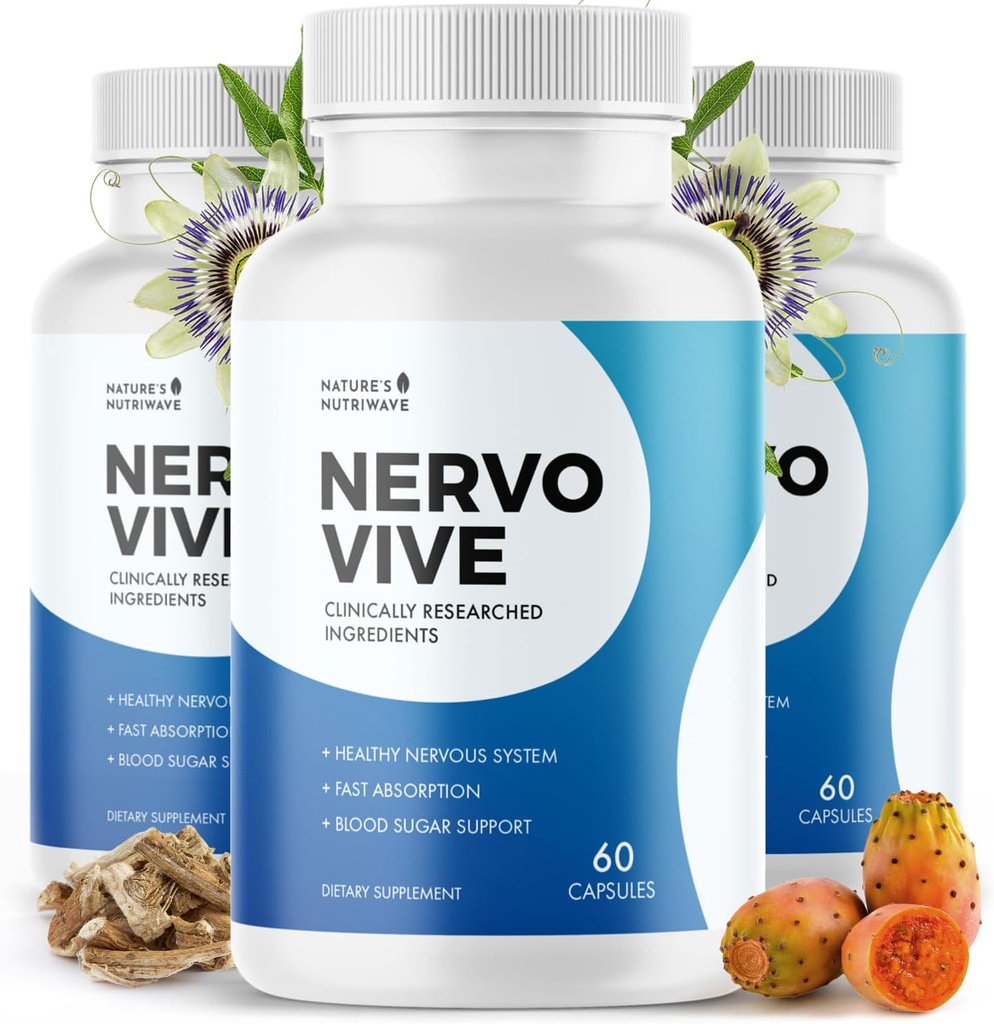 Nervovive Nerve Support Supplement - Gelişmiş Formula Nerve Health Supplements, All Natural Potent Supplement, Total Health and Wellness - 60 Capsules, 3 Ay Supply