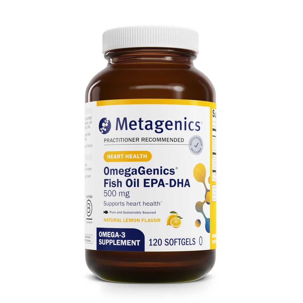 Metagenics OmegaGenics EPA-DHA 500 - Yüksek Potency Fish Oil Supplement for Cardiovascular Health* - Sustainable Sourced & Pure Tested - Non-GMO & Gluten-Free - 120 Softgels