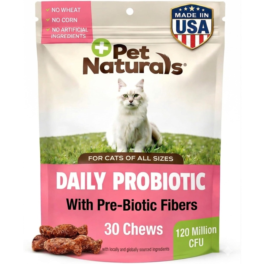 Pet Naturals Καθημερινή προβιοτική για γάτες, 30 μάσημα - Digestive και ανοσοποιητικό συμπλήρωμα υποστήριξης για γάτες