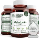 Doğal Nutra Vegan Melatonin 3 mg, Kalp Sağlığını İyileştirmeye Yardımcı olur, Destekler Immune System, Hücre Sağlığı ve Kalp Sağlığına Yardımcı olur, Genel Sağlıka Katkı Sağlayın, Uyku Kalitesini Geliştirin, Gluten Free, 60 Tabletler