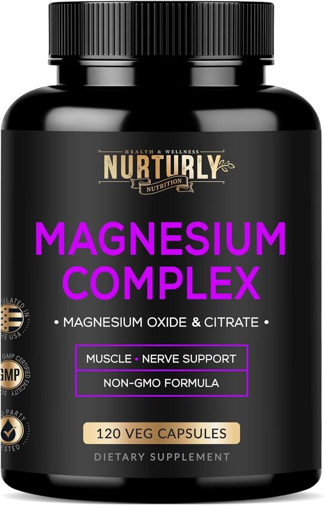 Magnezyum Citrate & Hoffman 500 mg Kompleksi - Yüksek Absorpsiyon Maksimum Güç - Kemik Yoğunluğu ve Güç, Kaslar, Enerji ve Uykuya Yardımcı Olabilir - 120 Vegan Capsules