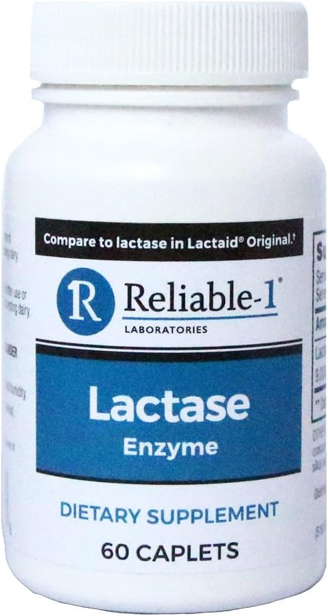 ΑΝΑΘΕΩΡΗΤΟ 1 ΕΡΓΑΣΤΗΡΙΑ Lactase Enzyme Dietary Supplement (60 Caplets, 1 Bottle) - Βοηθά στην πρόληψη αερίων, Bloating και Διάρροια από προϊόντα με βάση το γάλα