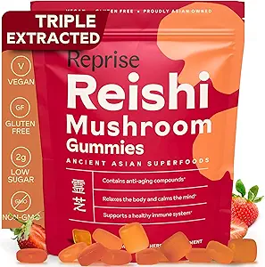 Reishi Mushroom Gummies | Hongo Reishi Mushroom Supplement Gummies (Lingzhi, Ganoderma Lucidum) | Full Spectrum Stress Gummies for Yetişkinler | Red Reishi Mushroom | Strawberry Flavor | 45 Count