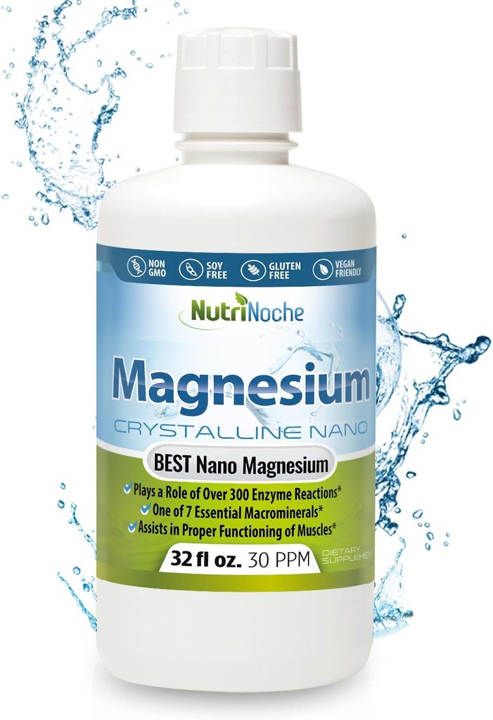 Liquid Magnesium by NutriNoche– 99.99% Ultra Pure Crystalline Nano Drops for Maximum Absorption & Bioavailability - Magnesium Glycinate Liquid Alternative - Supports Sleep Calm Energy Muscles Nerves