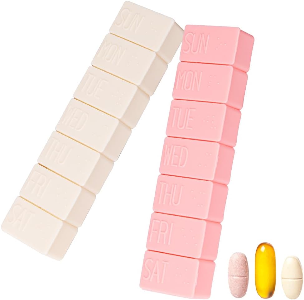 sanderala 2Pack Weekly Pill Organizer,Extra Large 7 Days Pill Cases Travel Daily Pill Box for Fish Oil,uba Tabletler Supplements and Other Vitamin Pill
