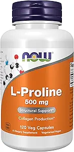 Şimdi Gıdalar L-Proline 500 mg, Veg-Capsules, 120-Count (Pack of 2)