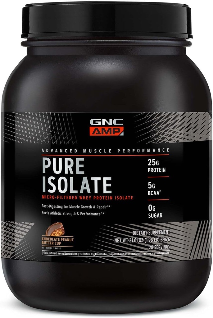 GNC AMP Pure Isolate Whey Protein - Σοκολάτα φυστικοβούτυρο Κύπελλο (28 Σερβίρει)