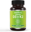 Zentastic Vitamin D3 K2, 5000IU & 200mcg, Vitamin D & Patented MK7 & MK4 για 3-σε-1 Complex Support - Χορτοφαγική, Μη ΓΤΟ, 90 Caps
