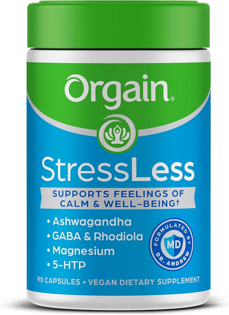 Ya da StresLess, Vegan Stres Yardımı Supplement - Magnezyum, Lemon Balm, GABA, 5 HTP, Rhodiola Rosea, Ashwagandha ve Chamomile, Gluten Free, Doktor Formulaed - 90 Kont, 30 Day Supply