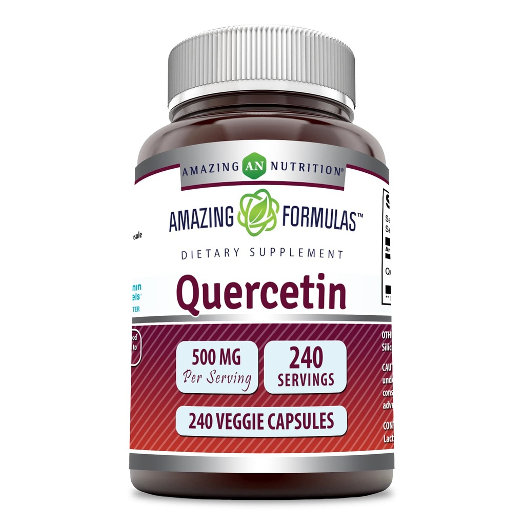 Amazing Formulas Quercetin 500 mg Veggie Capsules Supplement | Non-GMO | Gluten Free | Supports General Health & Well Being (240 Count)