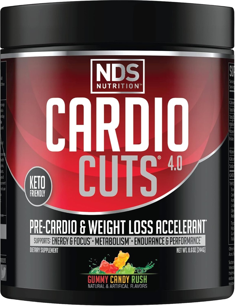 NDS Beslenme 4.0 Pre Workout Supplement - Gelişmiş Kilo kaybı ve Pre Cardio Formula ile L-Carnitine, CLA, MCTs, L-Glutamine ve Safflower Oil - Gummy Rush (40 Hizmet)