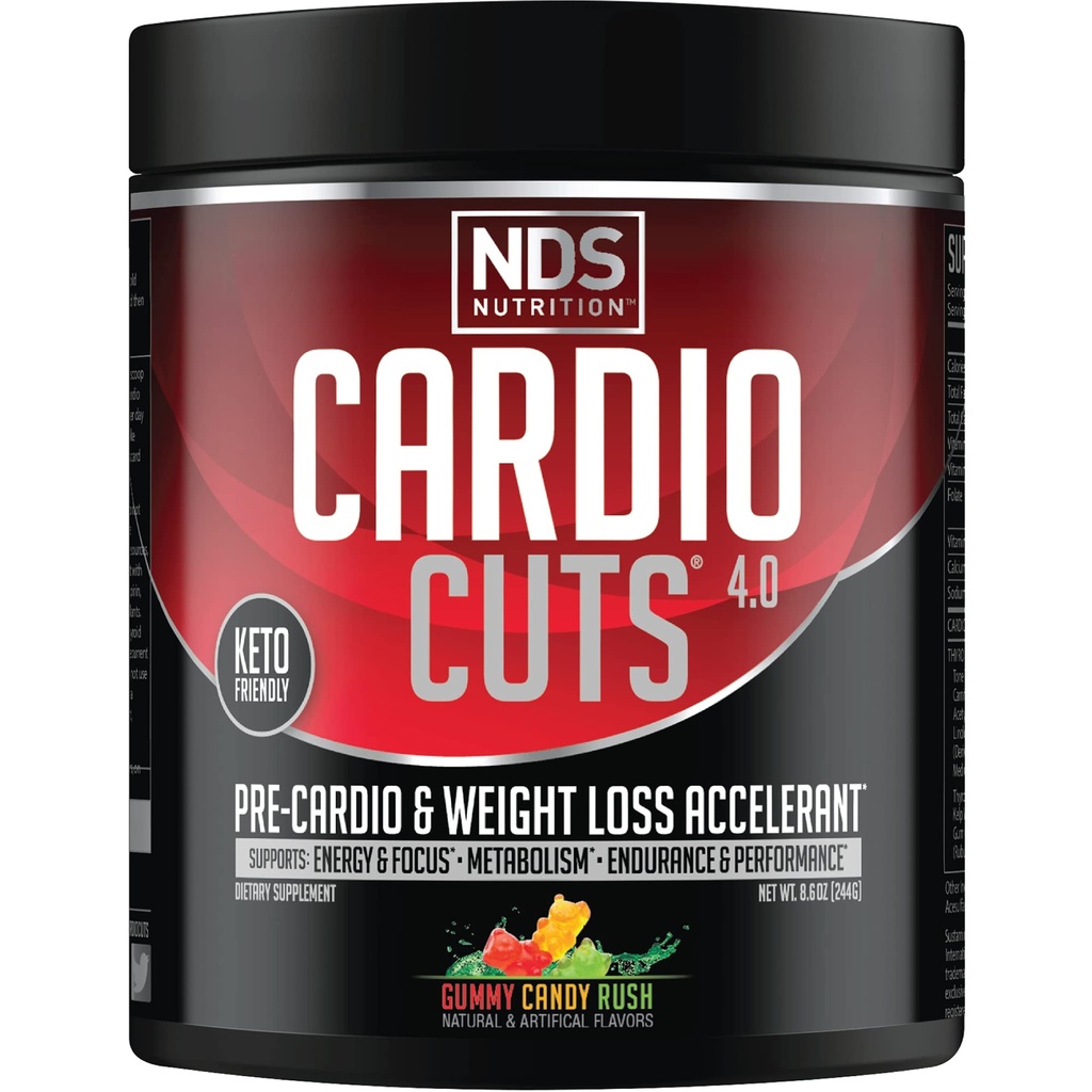 NDS Beslenme 4.0 Pre Workout Supplement - Gelişmiş Kilo kaybı ve Pre Cardio Formula ile L-Carnitine, CLA, MCTs, L-Glutamine ve Safflower Oil - Gummy Rush (40 Hizmet)