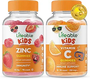Lifeable çinko Kids + Vitamin C Kids, Gummies Sche - Great Tasting, Vitamin Supplement, Gluten Free, GMO Free, Chewable Gummy Gummy
