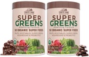 COUNTRY FARMS Super Greens Chocolate Flavor, 50 Organik Süper Gıdalar, USDA Organik İçecek Mix, Meyveler, Sebzeler, Süper Yeşiller, Mushrooms & Probiyotikler, Destekler Enerji, 40 Hizmet, 10.6 Oz, 2 Pack
