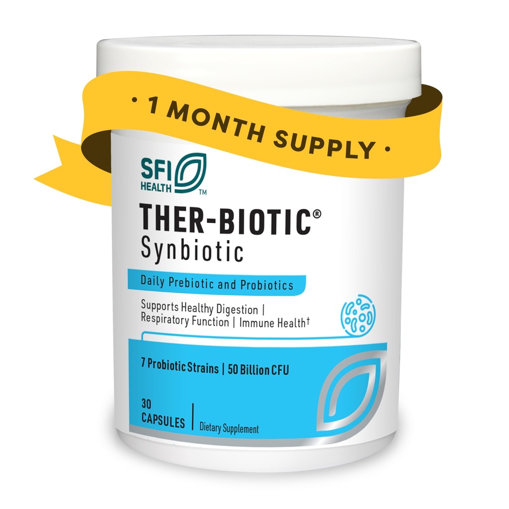 Klaire Labs SFI Health Ther-Biotic Synbiyotik Prebiyotiks & Probiyotiks for Women & Men - Daily Probiyotik with Low FISOAP Prebiyotik - Gut, Immune, Respiratory & Digestive Health Support (30 Capsules)