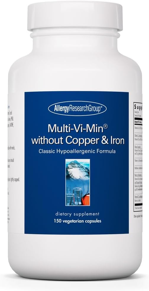 Alerji Araştırma Grubu Multi-Vi-Min Without Copper & Iron - Multivitamin for Men & Women, Mineral Kompleksi, Active Nutrients, Iodine - 150 Kontra