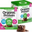 Orgain Organic Vegan protein Toz, Kremy Chocolate Fudge - 21g Plant Protein, 6g Prebiyotik Fiber, Low Carb, No Lactose Materialss, NoEDIT Sugar, Non-GMO, For Shakes & Smoothies, 10 Travel Packs