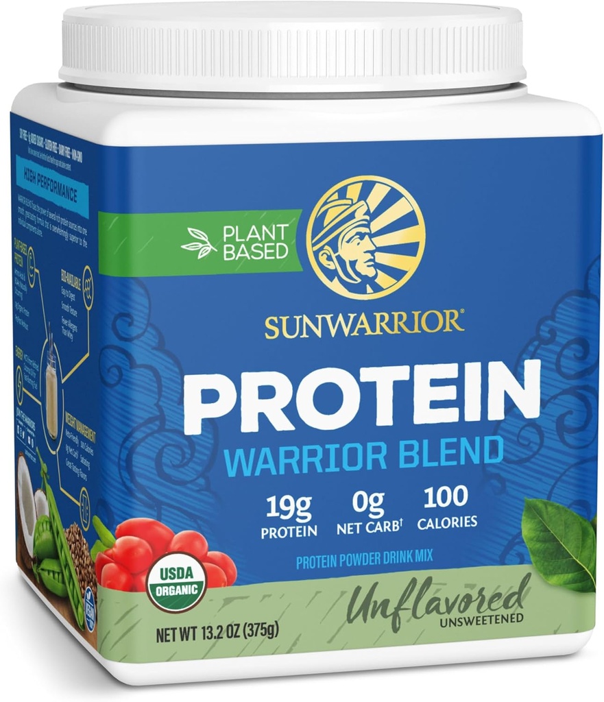 Sunwarrior Organik Bitki Protein Toz | Vegan Organik Protein Toz BCAA Amino Asits & Hemp Seed Pea Mix | Non-GMO Soy Süt ve Gluten Free (Unflavored, 15 Hizmet)