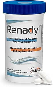 Renadyl Kidney Probiyotik Supplement | Urea, Kretinine, & Uric Acid Support | 45 Milyar CFUs | Klinik Olarak Test Edildi, ABD'de Yapılan, 60 Capsules (1 Şişe, 1 Ay Supply)