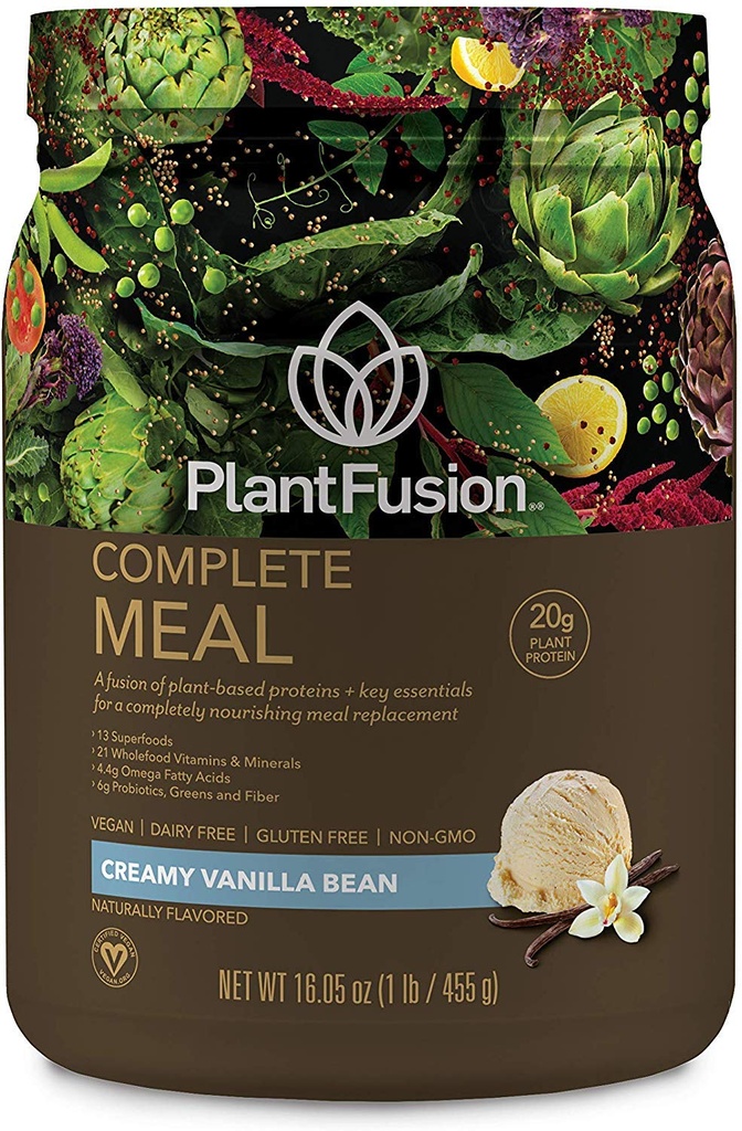 PlantFusion Complete Meal Change Shake - Plant Based Protein Toz with Superfoods, Greens & Probiyotiks - Vegan, Gluten Free, Soy Free, Non-Dairy, No Sugar, Non-GMO - Vanilla 1 lb