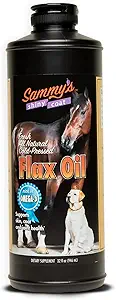 Sammy'sTM Shiny Coat Flaxseed Oil - 100% Pure, Natural Flax Oil, Cold-Pressed, Mükemmel Omega-3 for Your Furry Friend, for Healthier Skin and Coat of Your Dogs, Cats, Other Pets - 32 Oz