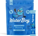Waterboy Weekend Recovery | 3,200 mg Electrolyte Toz Paketleri | Ginger + L-Theanine + Vitaminler | No Sugar, All Natural, Gluten Free | 24 Irma Mixes (Mavi Raspberry)