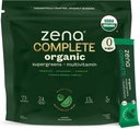 Zena Complete Organic Super Greens Toz & Multivitamin, 90+ Supergreens, Fruits, Veggies, 0 Sugar, 5G Fiber, Pre & Probiyotiks, Watermelon Citrus Flavor, 30 Packets