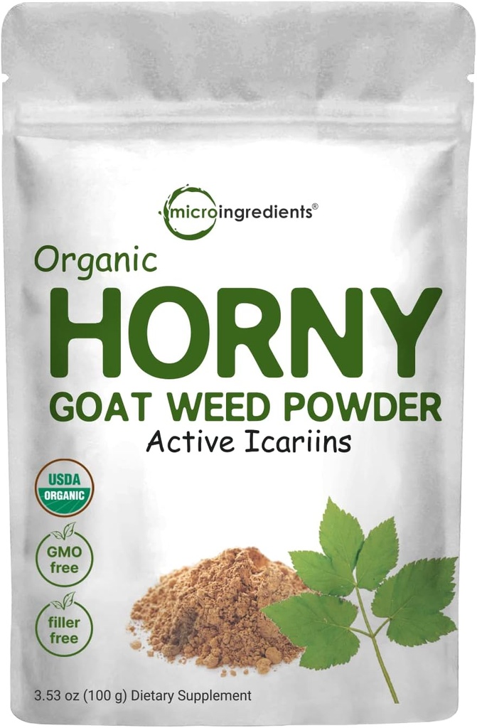 En Güçlü Organik Saf Horny Goat, Erkekler ve Kadınlar için Active Icariins, 100 Grams, Organik Epimedim Toz Enerji ve Immune System Alert, Filler Free ve Vegan Dostu Dostu Dostu Dostum