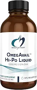 Sağlık OmegAvail Hi-Po Sıvısı için tasarımlar - Yüksek Yoğunlaştırma 1500 mg EPA 1500 DHA - Triglyceride Omega 3 Fish Oil Heart Health & Brain Supplements - Natural Lemon Flavor (8oz)
