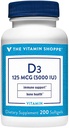 Shoppe Vitamin D3 5000IU Softgel, Bone & Immune Health, Hücresel Büyüme ve Mikrobiyal Abpsiyon, Gluten Free & Once Daily Formula (200 Softgels)