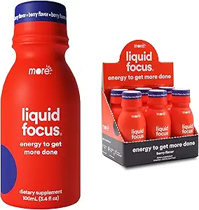 More Labs Liquid Focus, Nootropic Smart Drink with Powerful Antioxidants & Adaptogenic Herbs for Energy and Concentration, 150mg Caffeine (Pack of 6)