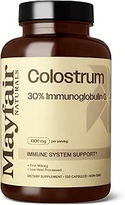 Colostrum Supplement 1000 mg, 120 Capsules,% 30 IgG, Bovine Colostrum, Immune System Support 1000 mg, 120 Capsules,% 30 IgG, Bovine Colostrum, Immune System Support