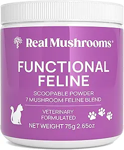 Real Mushrooms Cat Supplement Toz – Organik Mushroom Meeting with Antarktika Krill & Ashwagandha – Yaşlı Kediler veya Kittenler için Kedi Vitaminleri – 2.65 oz Fonksiyonel Feline Formula