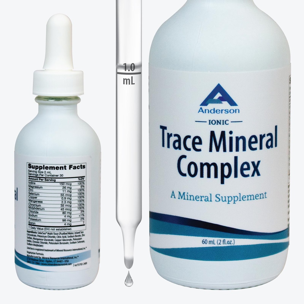Trace Mineral Kompleksi | Full Spectrum Mineralleri | Ionic Sıvı Mineral Su için Geri Döndü | Elektrolitler, Hydration Supplement | 2 fl oz Glass Şişe Şişe Şişe