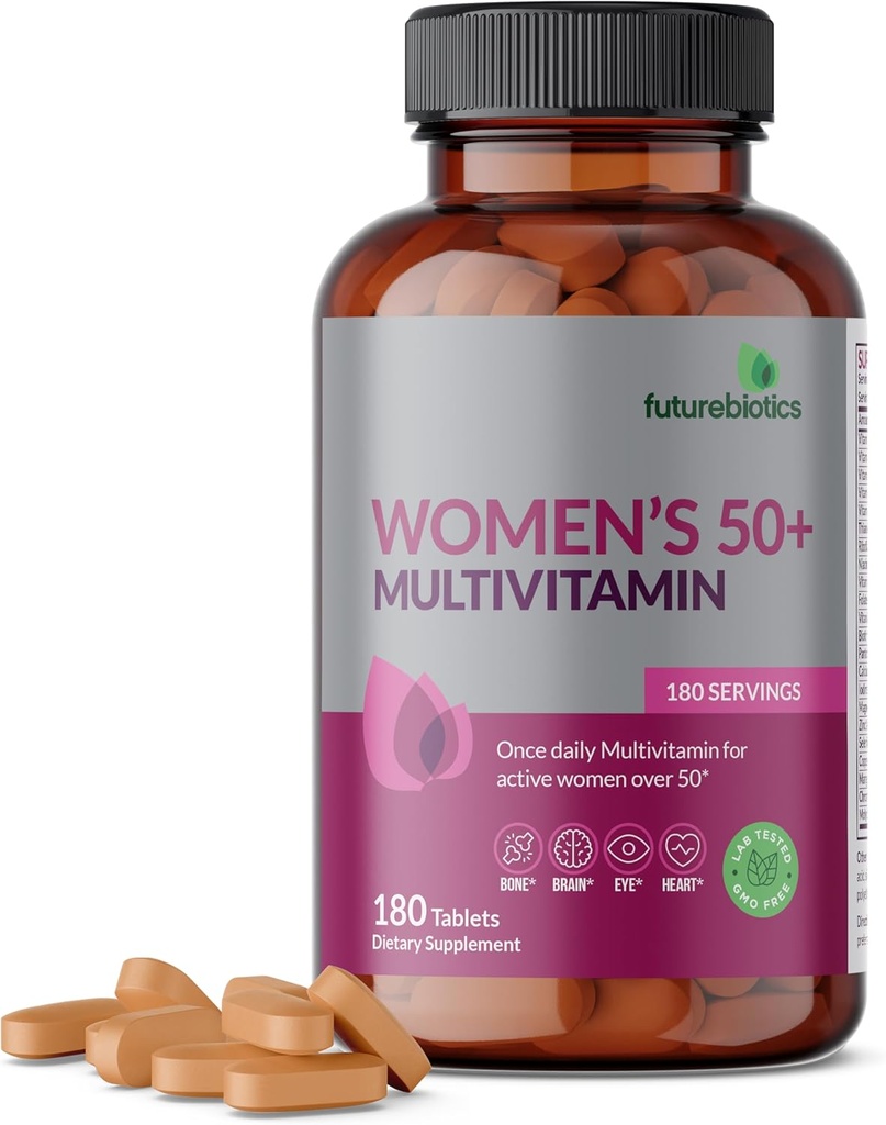 Futurebiyotiks Women's 50+ Multivitamin Once Daily Multivitamin for Active Women Over 50, Non-GMO, 180 Tabletler