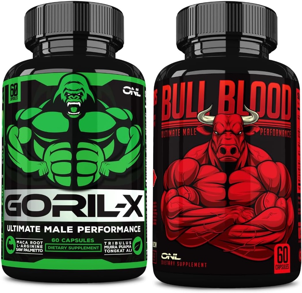 ONL Men's testosteron (28) Sche - GORIL-X & Bull Blood | Gelişmiş Güçlü, Stamina & Energy | Horny Goat Weed, Maca, Tongkat Ali, Tribulus - 120 Capsules