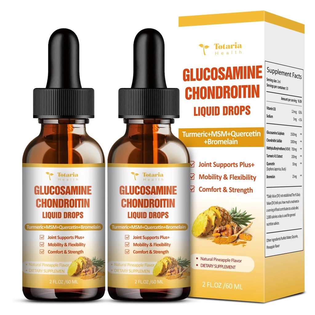 (2 Packs) Glucosamine Chondroitin MSM Ortak Sağlık Destek - Chondroitin Sulfate Supplement Turmeric, Quercetin, Bromelain, MSM Petrol