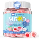 Sugar Free Ashwagandha Calm Gummies with L-Theanine, Vitamin D3, Vegan Omega 3, CoQ10 & Rhodiola Rosea for Women Men, Natural Relax Calming Mood Supplement, Strawberry Flavor, Vegan, 60