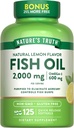 Nature's Truth Omega 3 Fish Oil 2000 mg | 125 Liquid Softgels | Burpless, Lemon Flavor Pills | Non-GMO ve Gluten Free Supplement Supplement Supplement