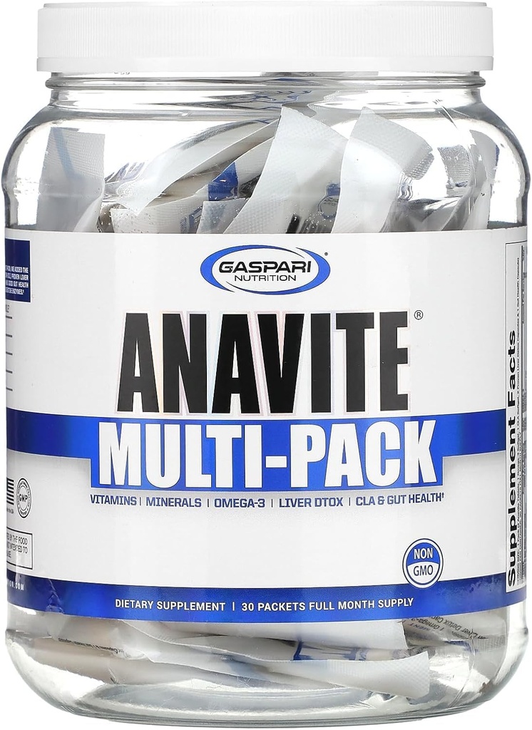 Gaspari Beslenme Anavite, Full Spectrum Multi-Vitamin Packs, Anavite Multivitamins, CLA, Omega 3s, Proven Gut ve Proven Liver Detox, All in 1 (30 Services, 5 in 1 Multivitamin Pack)