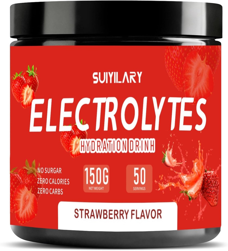 Elektrolytes Toz No Sugar No Carbs, Keto Daily Electrolyte Drink Mix, Pyum & Salt Hydration Toz Elektrolytes Zero Calorie Sugar Free Electrolyte Toz, Strawberry 50 Servisler