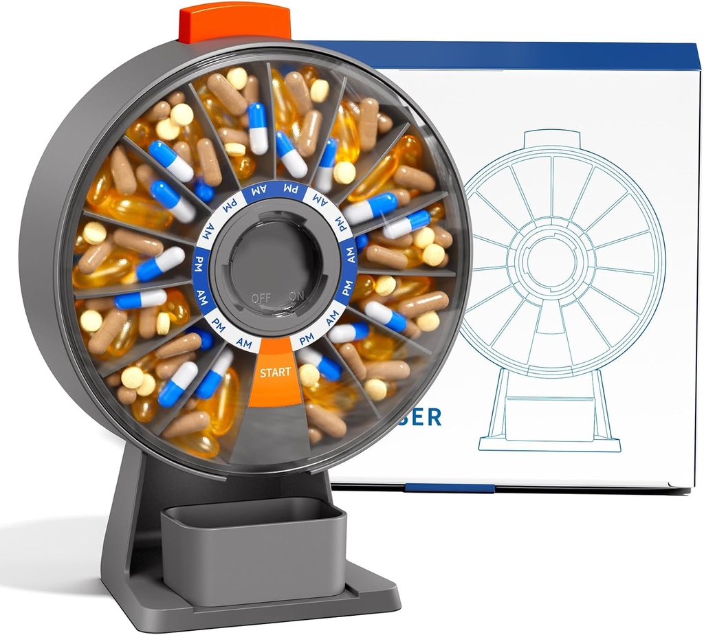 Odaro Büyük Pill yapıştırıcısı, Pi Weekly Organizer 7 Gün Am Pm / 14 Gün Pill Box, Daily Medicine Pill Organizer with Wall-Mounted or Standing Use for Vitamin, Supplement, Medicine - Gray