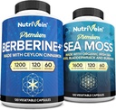 Nutrivein Premium İrlandalı Deniz Moss Capsules & Berberine Supplement Sche: High-Abions Sea Moss & Berberine Supplements Scheestion, Metabolism, & Vitality