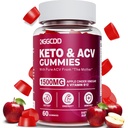 Keto ACV Gummies Advanced Weight Loss, Keto Gummy Supplement for Women and Men, with 1500MG Apple Cider Vinegar & Vitamin B12, Vegan & Non-GMO, Detox & Cleanse, Low-Carb, 60 Count