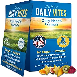 Dr. Price's Vitamins Multivitamin for Women and Men - Supplement Toz Paketleri - 30 Paketler - B Kompleks Vitamini - Daily Vites - Minerals for Water - No Sugar, Non GMO, Gluten Free Drink Mix