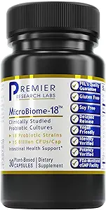 Premier Research Labs MicroBiome-18 - Digestive Health, Probiyotiks with Lactobacillus Acidofilius for Women and Men, Reuteri for Health Gut Microbiome - 30 Vegetarian Capsules