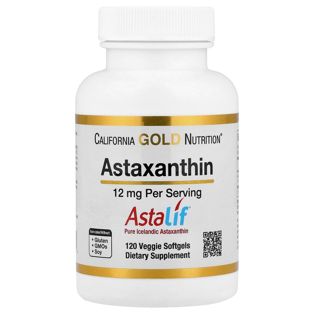 California Gold Beslenme Astaxanthin, Antioksi Carotenoyak, AstaLif Pure İzlandalı Biyolojik Olarak Aktif% 99 Isomer, 12 mg, 120 Veggie Softgels
