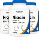 Nutricost Niacin (Vitamin B3) 500 mg, 240 Capsules (3 Şişe) - Niacin Flush