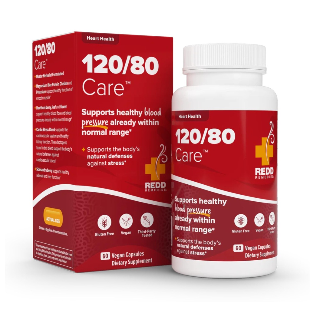 Redd Remedies, 120/80 Bakım, Kalp Sağlığı ve Doğal Kan Basıncı Desteği, 60 Vegan Capsules